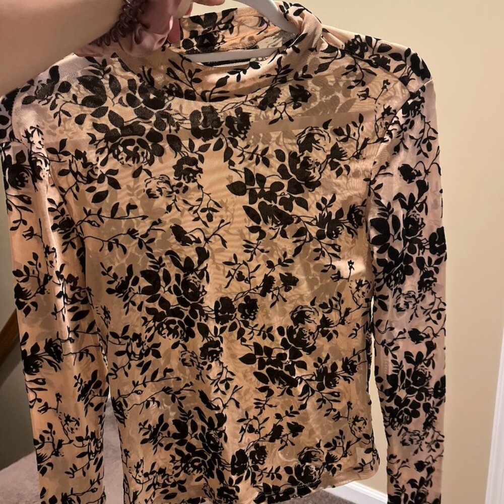 sheer floral shirt